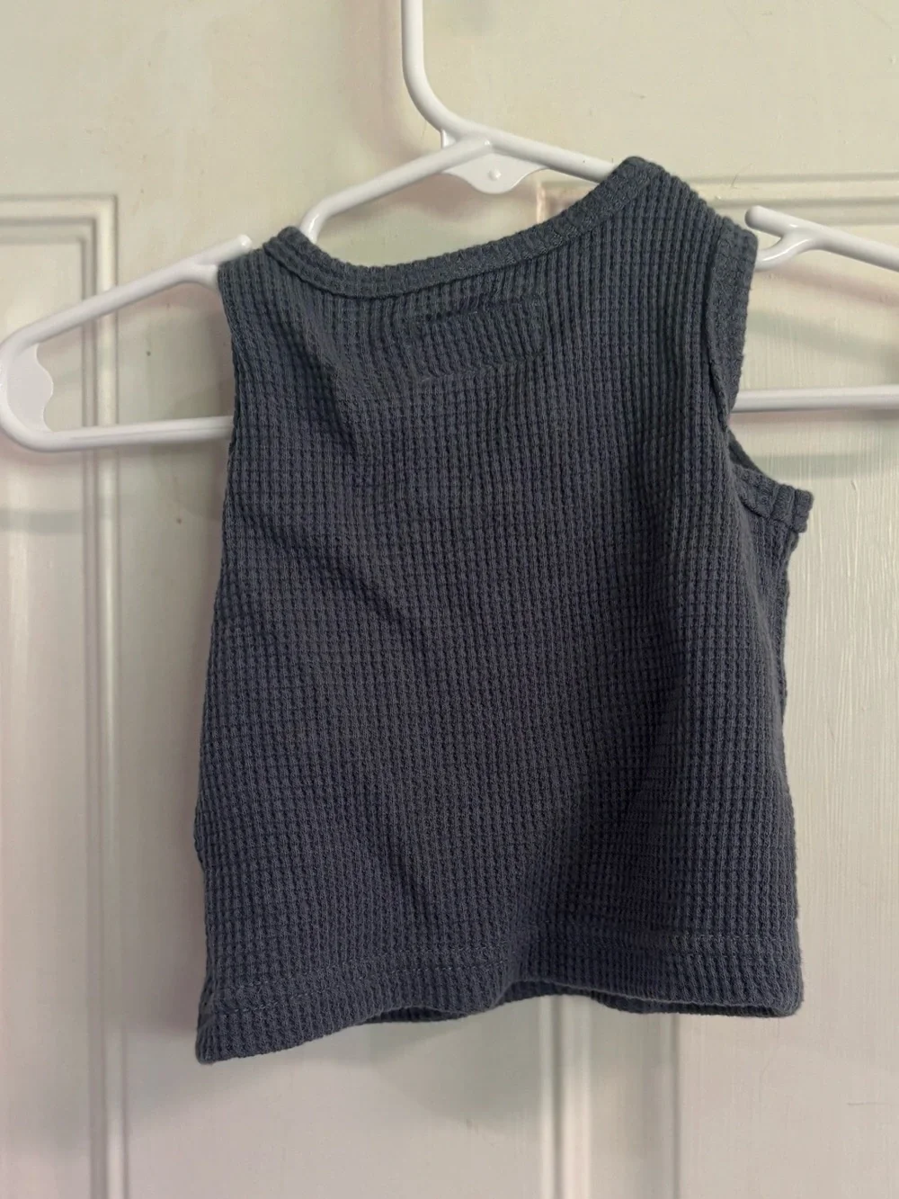 NB Little Planet solid Coastal Blue Waffle sleeveless Henley Knit Shorts Set